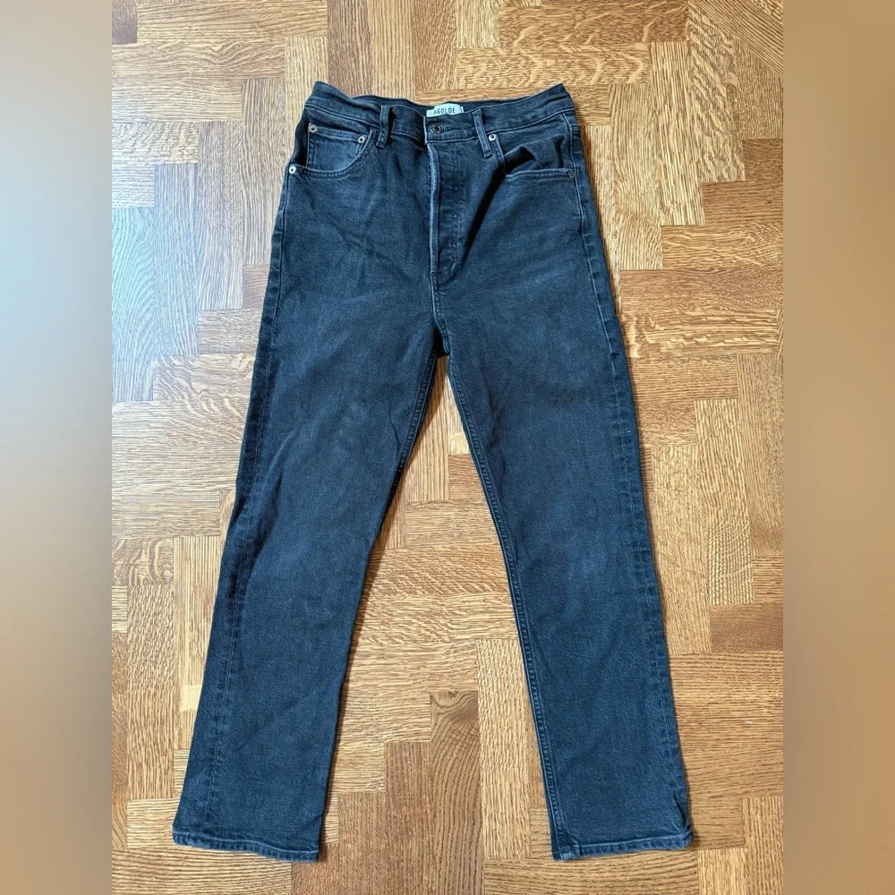 AGOLDE Riley Black Denim‎ Jeans Organic Cotton Stretch  Straight Crop Grunge 27